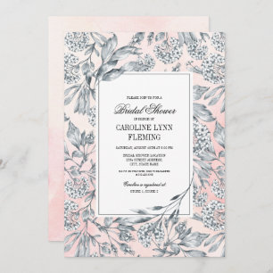 Sketched Floral Blush Pink Bridal Shower Invitation