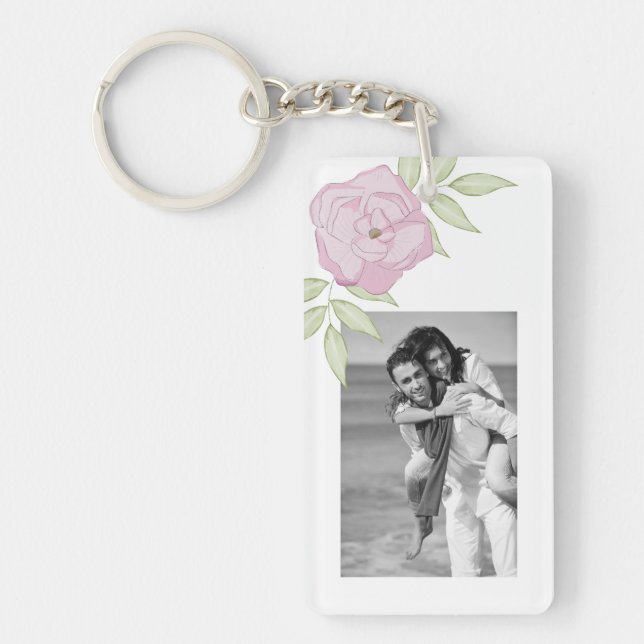 Sketched Floral photo keychain (Front)