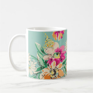 Sketched flower design in bright colours - seamles coffee mug