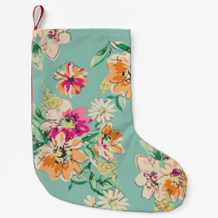 Sketched flower design in bright colours - seamles small christmas stocking