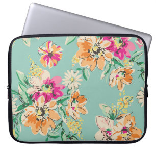 sketched flower in bright colours - seamless backg laptop sleeve