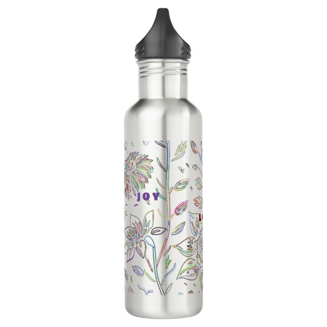 Sketched Flowers  710 Ml Water Bottle (Left)