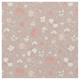 Sketched Flowers on Light Brown Fabric