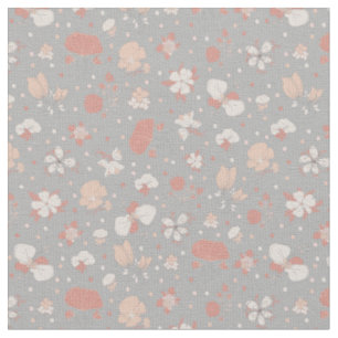 Sketched Flowers on Light Grey Fabric