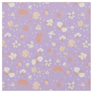 Sketched Flowers on Light Purple Fabric