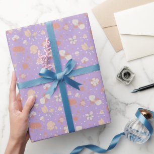Sketched Flowers on Light Purple Wrapping Paper