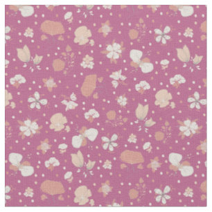 Sketched Flowers on Pink Fabric