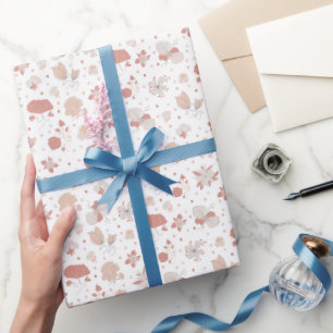 Sketched Flowers on White Wrapping Paper