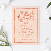 Sketched Food and Drink Handwritten Peach Wedding