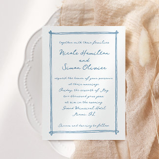 Sketched frame Whimsical Hand Drawn Wedding Invitation