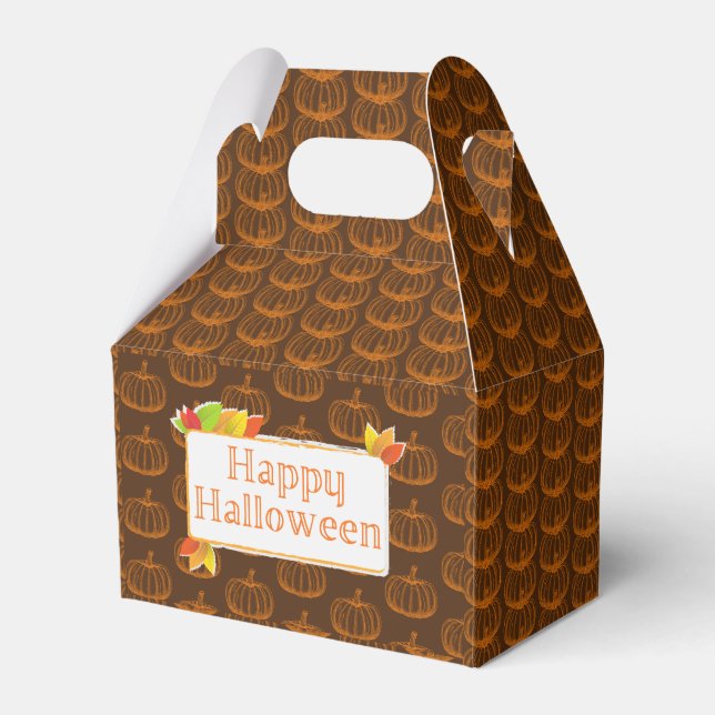 Sketched Halloween Pumpkin Favour Box (Front Side)