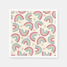 Sketched happy rainbows confetti napkins