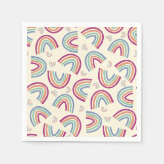 Sketched happy rainbows confetti napkins