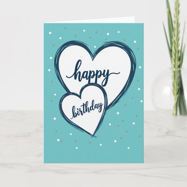 Sketched Hearts Birthday Card (Front)