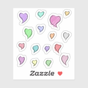 Sketched Hearts Small Transparent Sticker Sheet
