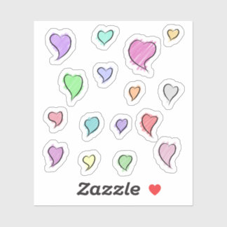 Sketched Hearts Small Transparent Sticker Sheet