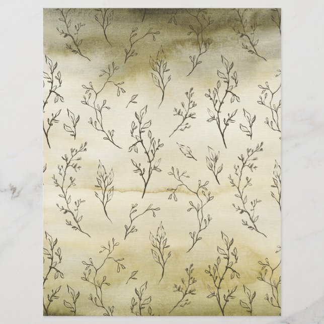 Sketched Leaves on Brown Watercolor Craft Paper (Front)