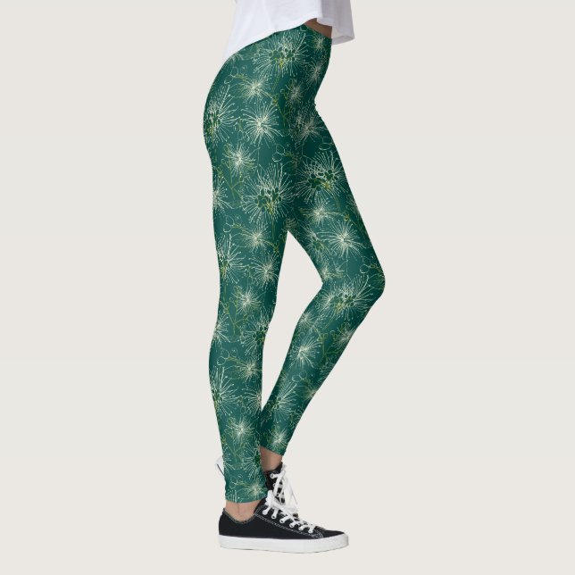 Sketched lilypilly inked green cream leggings (Right)