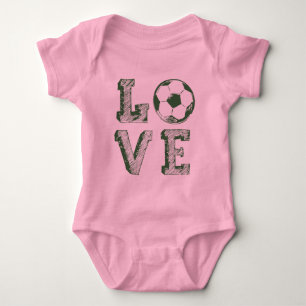Sketched Love Soccer Baby Bodysuit