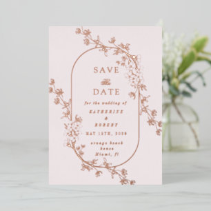 Sketched Modern Floral Wedding Foil Invitation