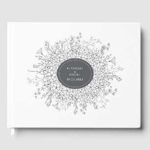 Sketched Modern Floral Wedding Guest Book