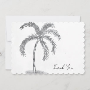 sketched Palm tree with fronds black and white Thank You Card