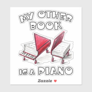 Sketched Piano Book On Wheels For Literature Lover