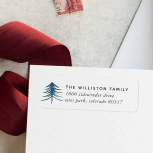 Sketched Pine Holiday Return Address Label
