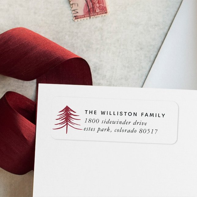 Sketched Pine Holiday Return Address Label (Creator Uploaded)
