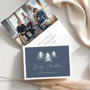 Sketched Pine Logo & Photo Business Corporate Holiday Card