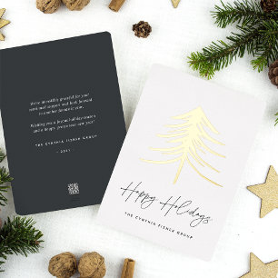 Sketched Pine   Modern Business Corporate Foil Holiday Card