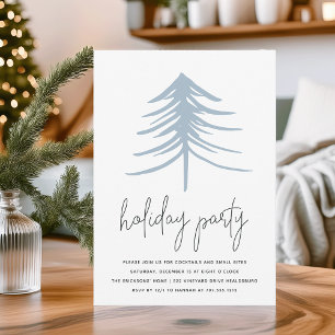 Sketched Pine Modern Holiday Party Invitation