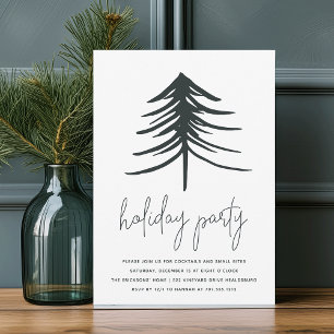 Sketched Pine   Modern Holiday Party Invitation