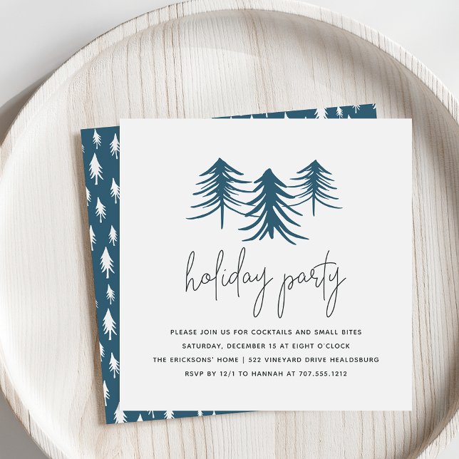 Sketched Pines | Modern Holiday Party Invitation (Creator Uploaded)