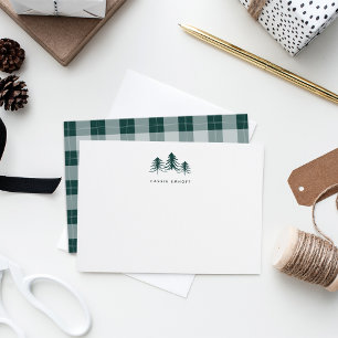 Sketched Pines Personalised Holiday Stationery Card