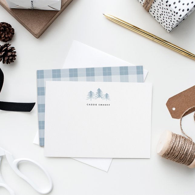 Sketched Pines Personalised Holiday Stationery Card (Creator Uploaded)
