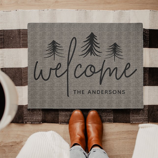 Sketched Pines Personalised Welcome Doormat (Creator Uploaded)