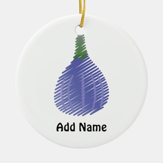 Sketched Purple Fig Ceramic Ornament (Front)