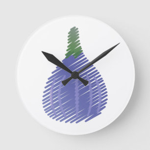 Sketched Purple Fig Round Clock