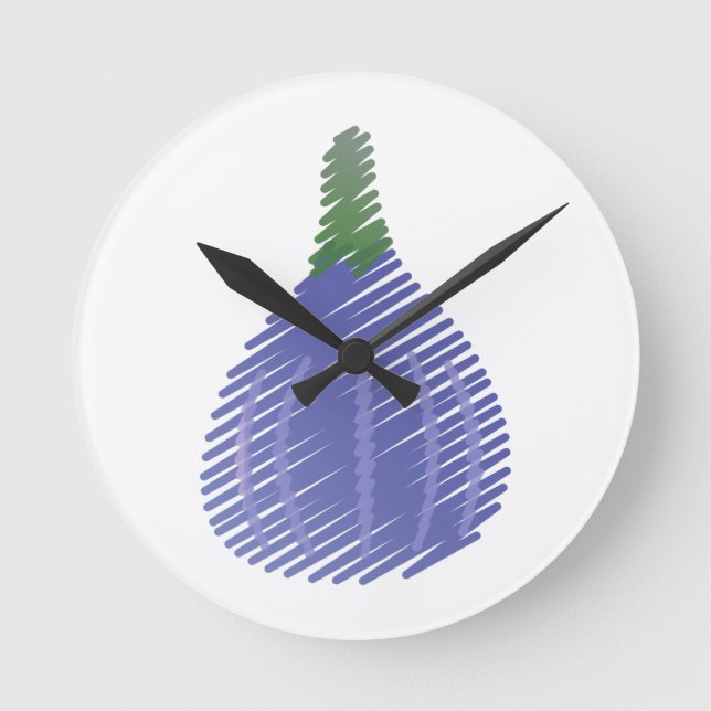 Sketched Purple Round Clock (Front)