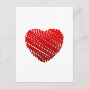 Sketched red valentine heart holiday postcard