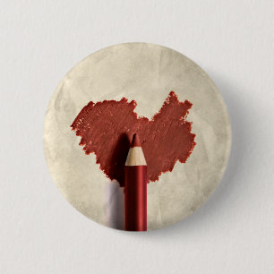 Sketched Scribbled Heart 6 Cm Round Badge