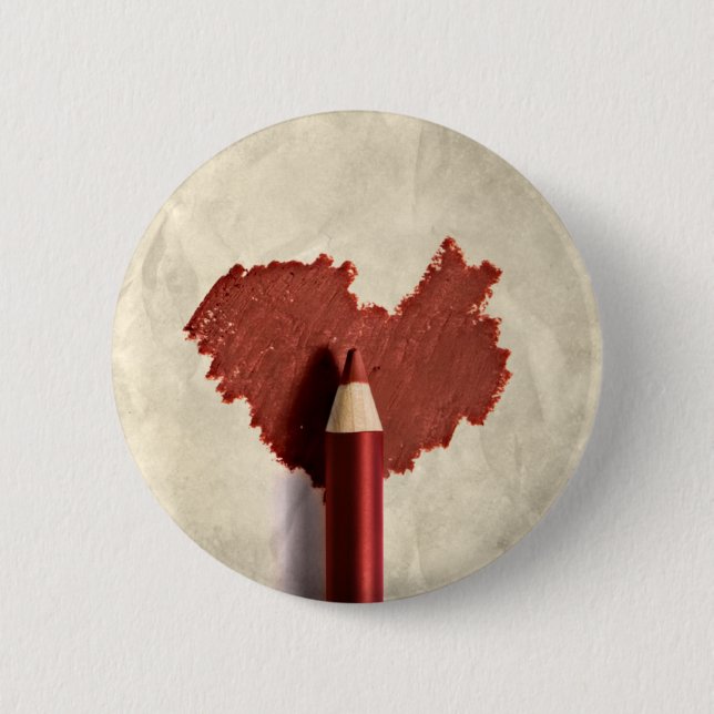 Sketched Scribbled Heart 6 Cm Round Badge (Front)