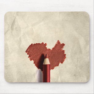 Sketched Scribbled Heart Mouse Pad