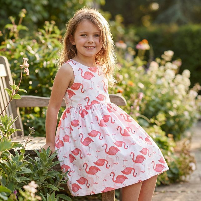 Sketched Scribbled Tropical Pink Flamingos Pattern Fabric (Creator Uploaded)