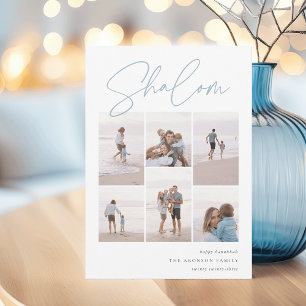 Sketched Shalom 6 Photo Collage Hanukkah Holiday Card