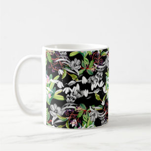 Sketched snowdrops and blooming orchids flowers se coffee mug