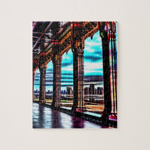 Sketched Vibrant Colourful Otherworldly Cityscape Jigsaw Puzzle