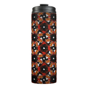 Sketched vintage flower design in red, brown and thermal tumbler
