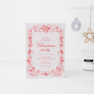 Sketched Vintage Red Christmas Party Invitation